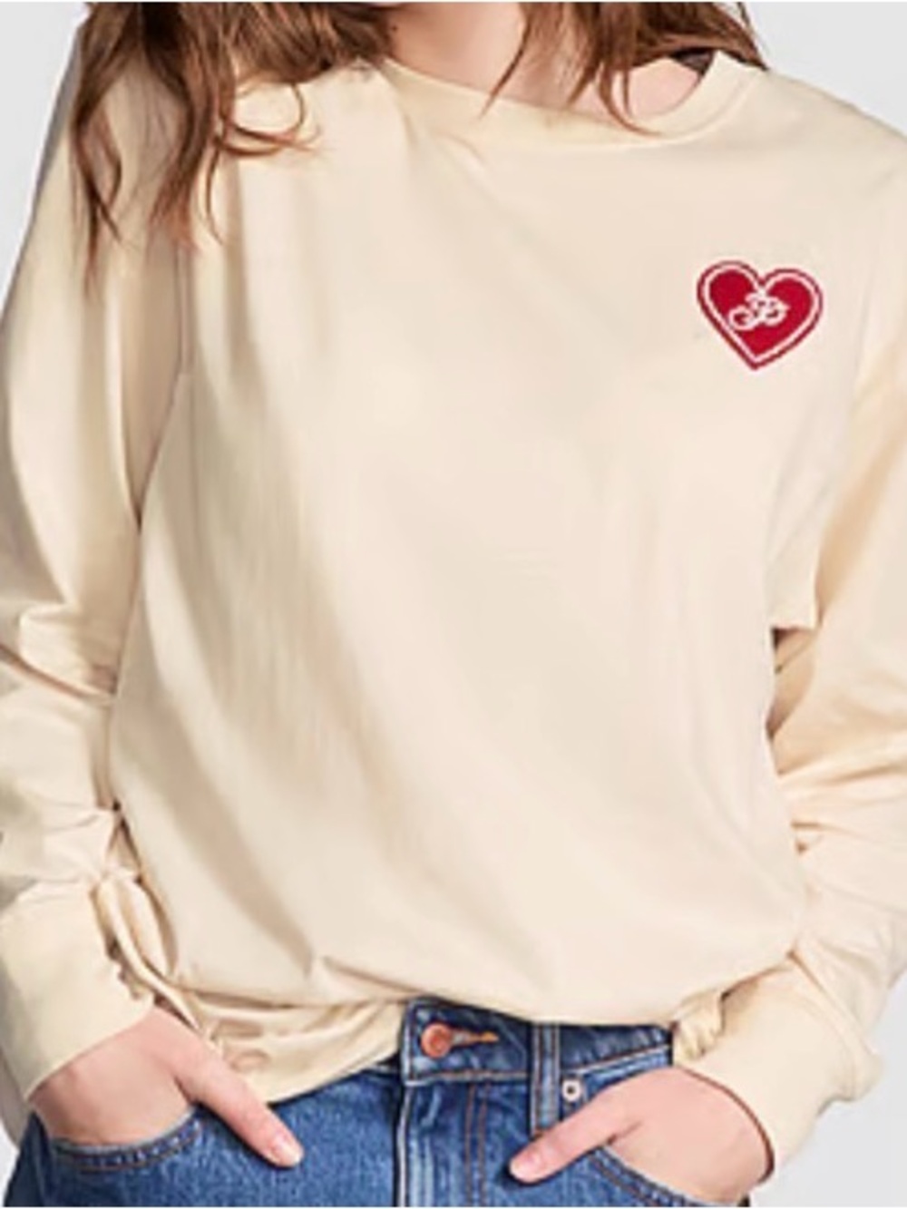 New Victoria Secret PINK Shirt (XL) Long Sleeve Heart Pink Top Logo Tee NWT